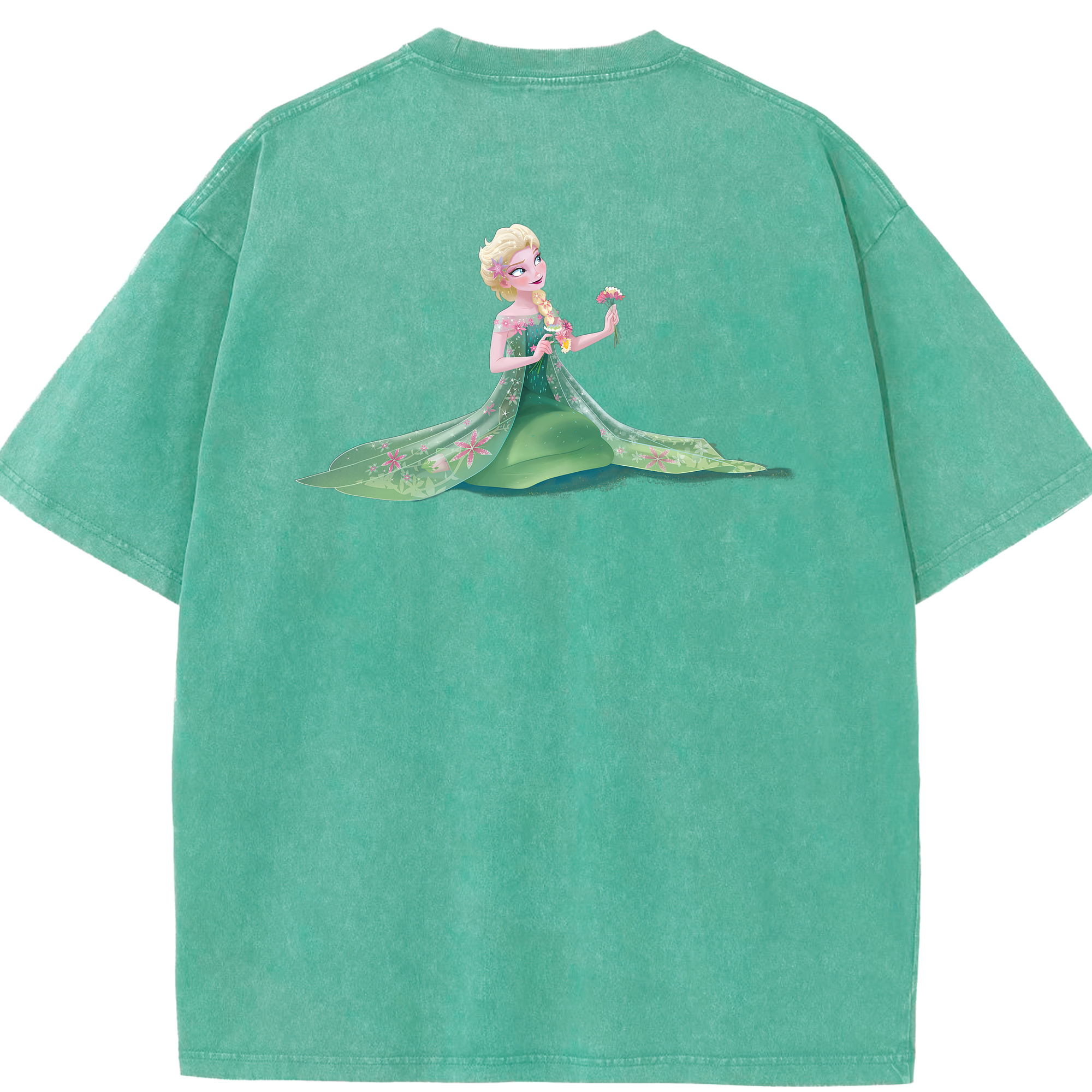 （画像用） アナと雪の女王 アンナ エルサ Frozen Anna Elsa 綿100% ヴィンテージ風 半袖Tシャツ（背面プリント）